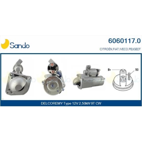 Starter Sando 6060117.0 f&uuml;r Fiat Citro&euml;n/peugeot
