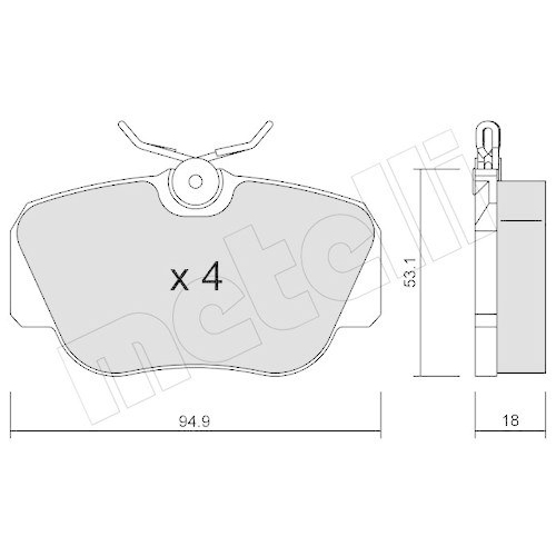 Brake Pad Set Disc Brake Metelli 22-0041-0 for Mercedes Benz Mercedes Benz