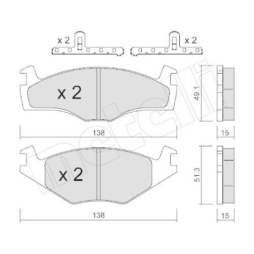 Bremsbelagsatz Scheibenbremse Metelli 22-0045-0K f&uuml;r Seat VW Vorderachse