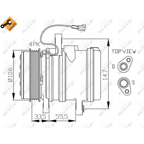 Compresseur Climatisation Nrf 32436 Easy Fit pour Chevrolet Daewoo