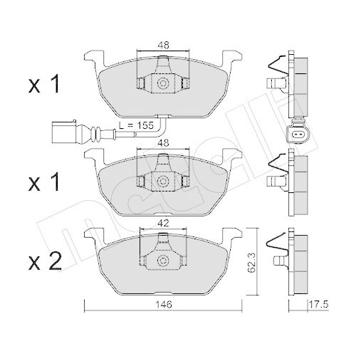Bremsbelagsatz Scheibenbremse Metelli 22-1028-0 für Audi Seat Skoda VW