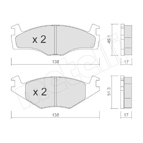 Bremsbelagsatz Scheibenbremse Metelli 22-0045-2 f&uuml;r Vorderachse