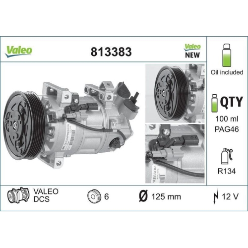 Kompressor Klimaanlage Valeo 813383 Valeo Origins New Oe Technologie f&uuml;r Renault