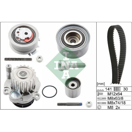 Wasserpumpe + Zahnriemensatz Schaeffler Ina 530 0463 30 f&uuml;r Audi Seat Skoda VW