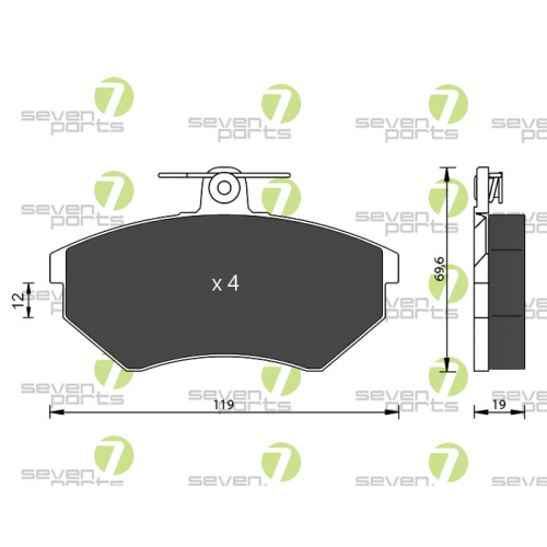Bremsbelagsatz Scheibenbremse 7 Seven Parts SVP15611 f&uuml;r Audi Seat Skoda Vag VW
