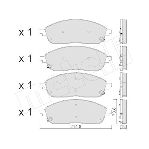 Bremsbelagsatz Scheibenbremse Metelli 22-1434-0 f&uuml;r Jeep Vorderachse