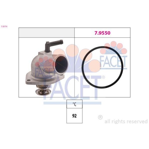 Thermostat Coolant Facet 7.8174 Made In Italy - Oe Equivalent for Opel Vauxhall