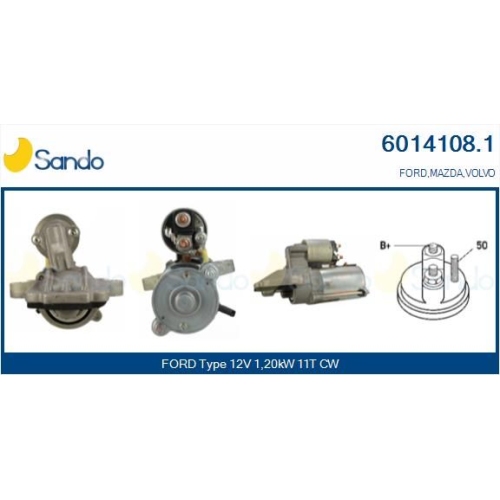 Starter Sando 6014108.1 für Ford Mitsubishi Volvo