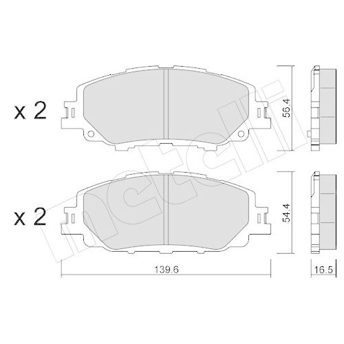 Bremsbelagsatz Scheibenbremse Metelli 22-1235-0 f&uuml;r Toyota Vorderachse
