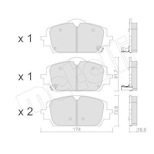 Bremsbelagsatz Scheibenbremse Metelli 22-1438-0 f&uuml;r Lynk & Co Vorderachse