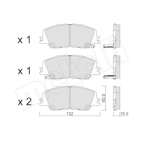 Bremsbelagsatz Scheibenbremse Metelli 22-1451-0 f&uuml;r Isuzu Vorderachse