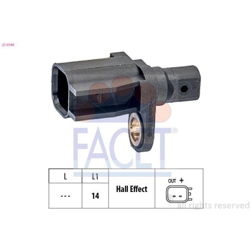 Sensor Raddrehzahl Facet 21.0186 Made In Italy - Oe Equivalent f&uuml;r Ford Volvo