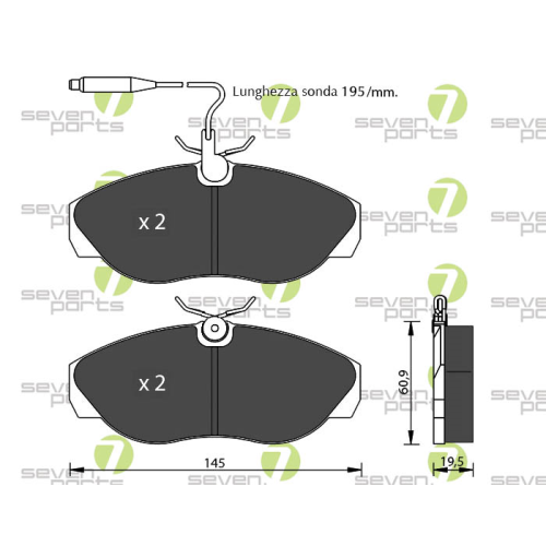Bremsbelagsatz Scheibenbremse 7 Seven Parts SVP15740 f&uuml;r Abarth Alfa Romeo Fiat
