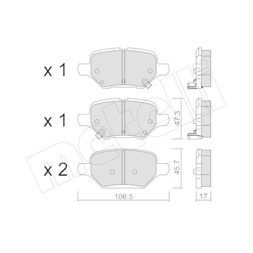 Bremsbelagsatz Scheibenbremse Metelli 22-1213-0 f&uuml;r Opel Vauxhall Hinterachse