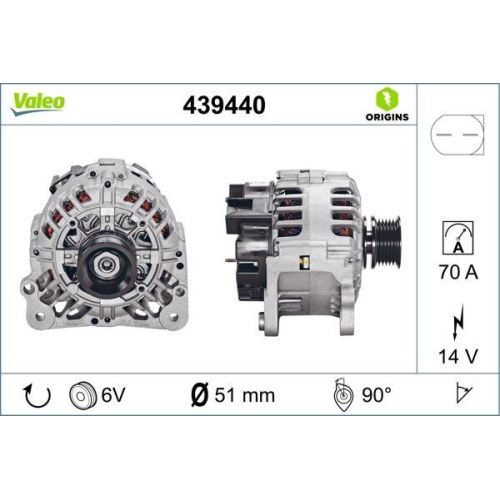 Generator Valeo 439440 Valeo Origins New Oe Technologie f&uuml;r Audi Seat Skoda VW
