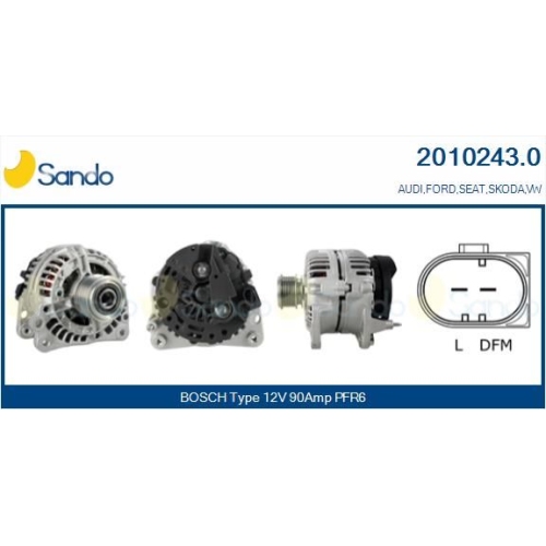 Generator Sando 2010243.0 f&uuml;r Ford Renault Vag F&uuml;r Fahrzeuge Mit Klimaanlage