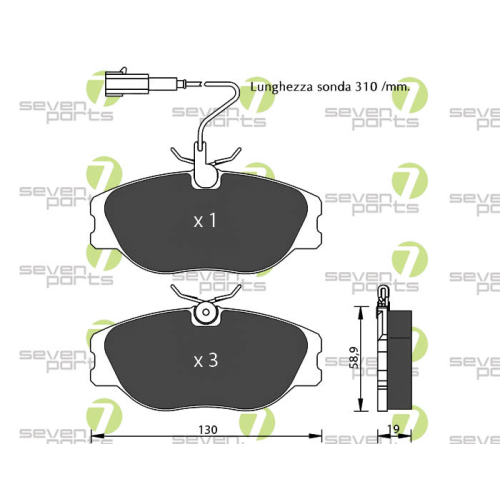 Bremsbelagsatz Scheibenbremse 7 Seven Parts SVP14873 f&uuml;r Fiat Lancia
