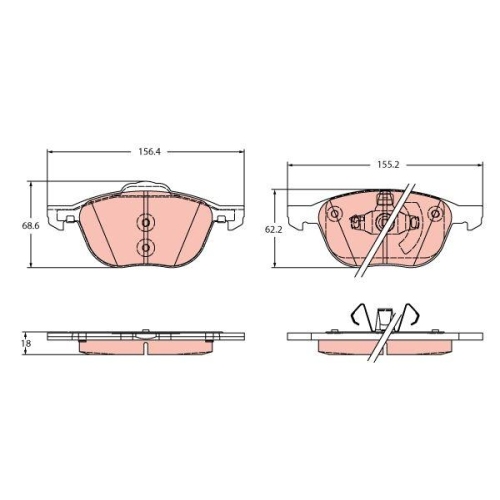 Bremsbelagsatz Scheibenbremse Trw GDB2348 f&uuml;r Volvo Ford (changan) Mazda Nissan