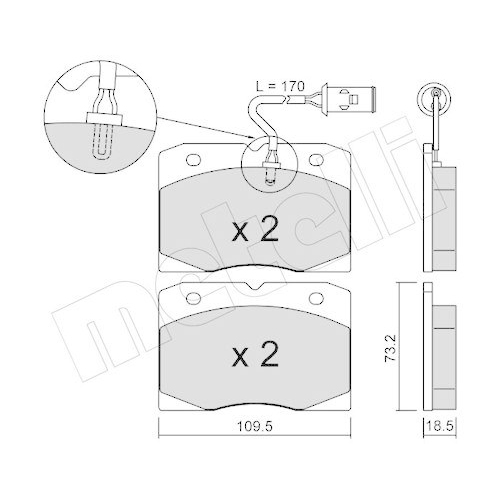 Bremsbelagsatz Scheibenbremse Metelli 22-0051-2 f&uuml;r Iveco Vorderachse