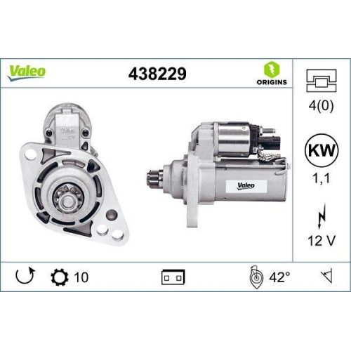 Starter Valeo 438229 Valeo Origins - New O.e. Technologie f&uuml;r Audi Seat Skoda VW