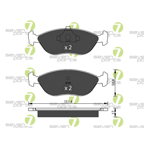 Bremsbelagsatz Scheibenbremse 7 Seven Parts SVP16230 f&uuml;r Volvo Vorderachse