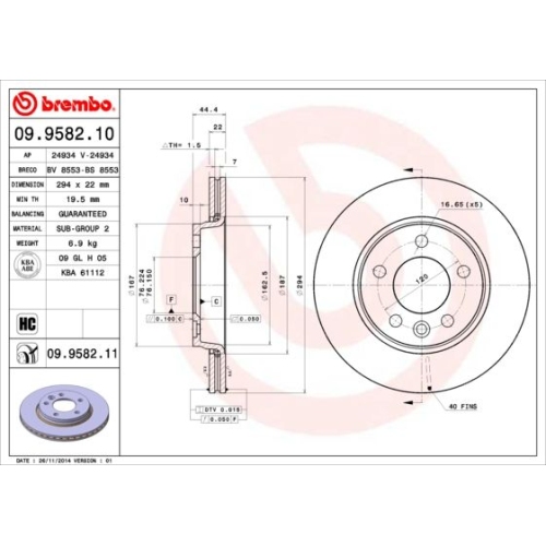 2X Brembo Bremsscheibe Hinterachse Prime Line f&uuml;r VW