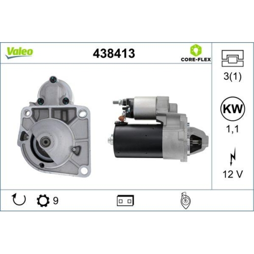 Starter Valeo 438413 Valeo Core-flex für Alfa Romeo Chrysler Fiat Ford Iveco