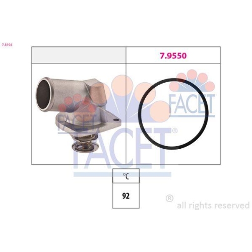 Thermostat Coolant Facet 7.8194 Made In Italy - Oe Equivalent for Opel Vauxhall