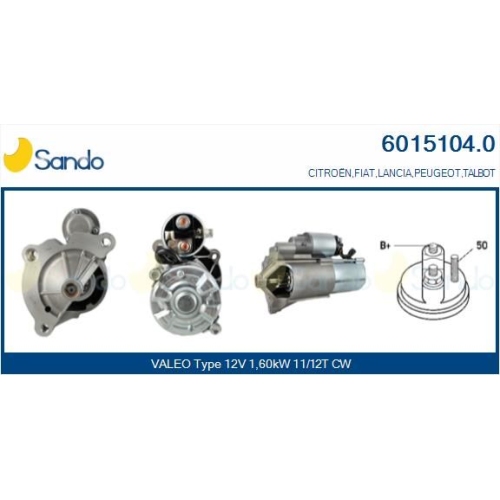 Starter Sando 6015104.0 für Fiat Lancia Mitsubishi Citroën/peugeot