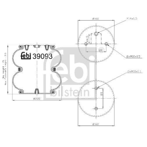 Federbalg Luftfederung Febi Bilstein 39093 f&uuml;r Scania Saf Krone