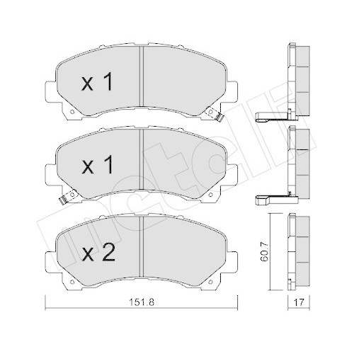 Bremsbelagsatz Scheibenbremse Metelli 22-0902-0 f&uuml;r Isuzu Vorderachse