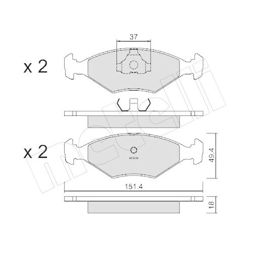 Brake Pad Set Disc Brake Metelli 22-0057-2 for Fiat Innocenti Front Axle