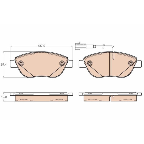 Bremsbelagsatz Scheibenbremse Trw GDB2001 f&uuml;r Fiat Vorderachse