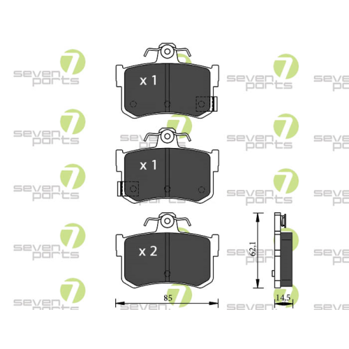 Bremsbelagsatz Scheibenbremse 7 Seven Parts SVP16750 f&uuml;r Rover 1. Hinterachse