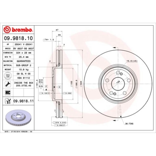 1X Brembo Bremsscheibe Vorderachse Prime Line f&uuml;r Renault
