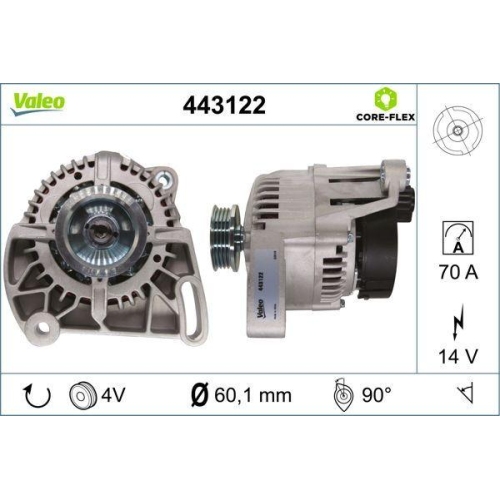 Generator Valeo 443122 Valeo Core-flex f&uuml;r Alfa Romeo Fiat Lancia