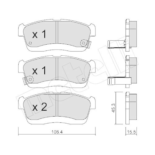 Bremsbelagsatz Scheibenbremse Metelli 22-0914-0 f&uuml;r Daihatsu Vorderachse