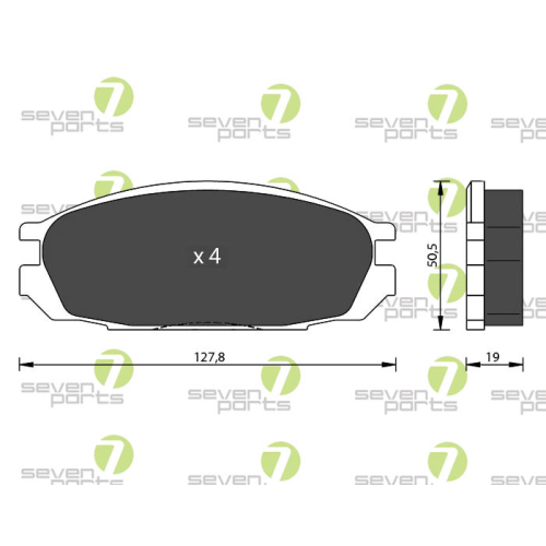 Bremsbelagsatz Scheibenbremse 7 Seven Parts SVP16860 f&uuml;r Nissan 1. Hinterachse