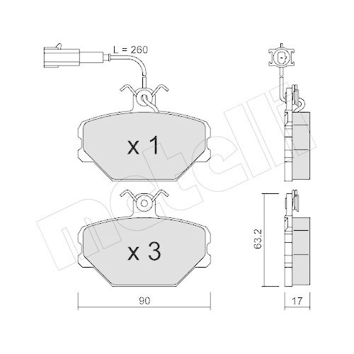 Bremsbelagsatz Scheibenbremse Metelli 22-0059-0 für Fiat Lancia Vorderachse