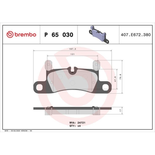 Bremsbelagsatz Scheibenbremse Brembo P65030 Prime Line f&uuml;r Audi Porsche Seat VW