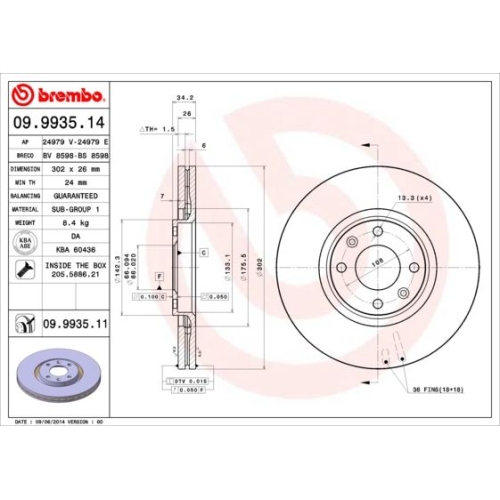 2X Brembo Bremsscheibe Vorderachse Prime Line f&uuml;r Citro&euml;n Peugeot
