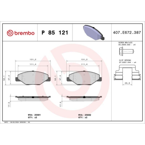 Bremsbelagsatz Scheibenbremse Brembo P85121 Prime Line f&uuml;r Audi Seat Skoda VW
