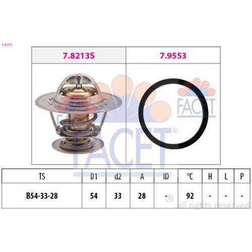 Thermostat K&uuml;hlmittel Facet 7.8213 Made In Italy - Oe Equivalent f&uuml;r Opel