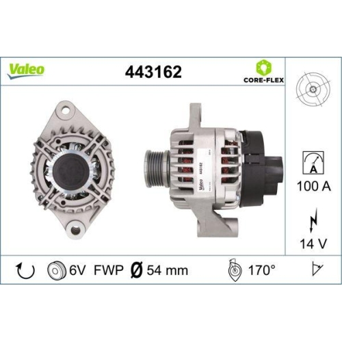 Generator Valeo 443162 Valeo Core-flex für Alfa Romeo Chrysler Fiat Lancia Opel