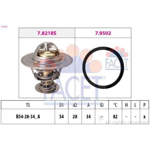 Thermostat K&uuml;hlmittel Facet 7.8218 Made In Italy - Oe Equivalent f&uuml;r Fiat Lancia