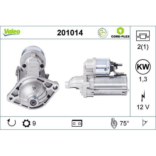 Starter Valeo 201014 Valeo Core-flex f&uuml;r Alfa Romeo Fiat Lancia Opel Vauxhall
