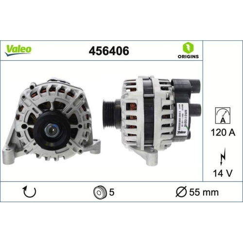 Generator Valeo 456406 Valeo Origins f&uuml;r Alfa Romeo Chrysler Fiat Ford Lancia