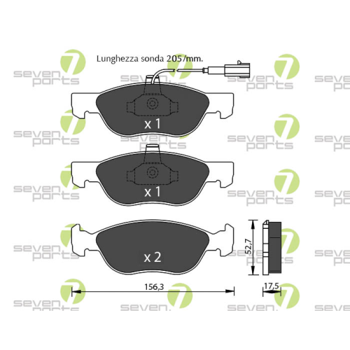 Bremsbelagsatz Scheibenbremse 7 Seven Parts SVP17531 f&uuml;r Abarth Alfa Romeo Fiat