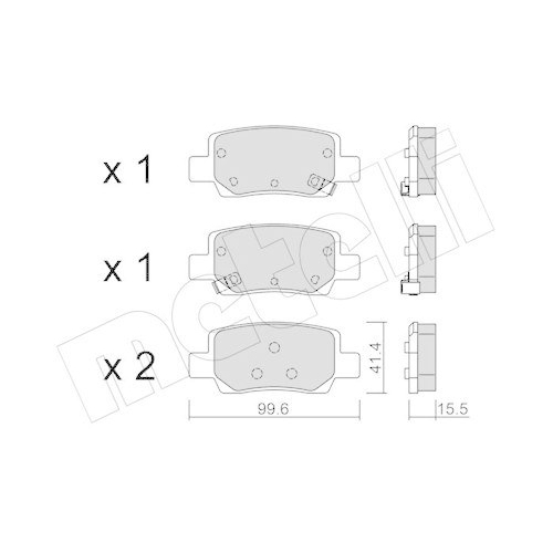 Bremsbelagsatz Scheibenbremse Metelli 22-1458-0 f&uuml;r Hyundai Hinterachse
