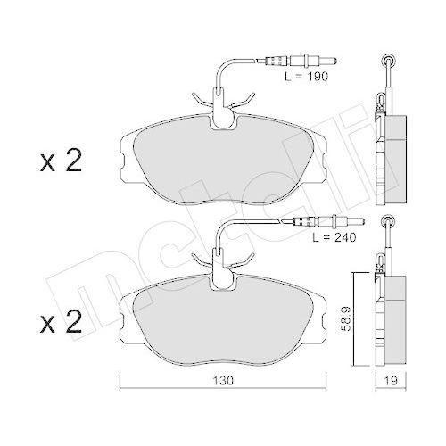 Brake Pad Set Disc Brake Metelli 22-0072-3 for Citro&euml;n Fiat Lancia Peugeot